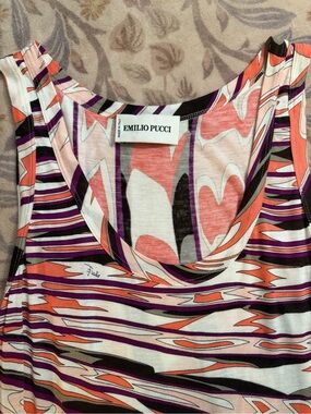 Emilio Pucci Pink Orange Purple Printed Scoop Neck Tank Maxi Dress